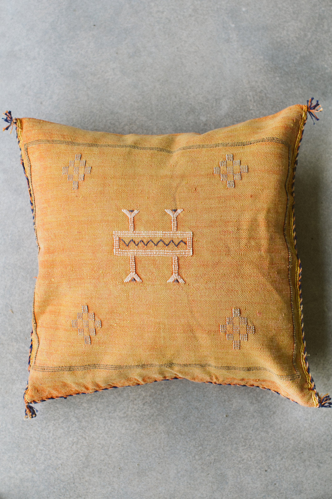 Cactus Silk Pillow - Light Orange with Light Embroidery