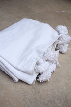 Pom Pom Blanket -  Solid White