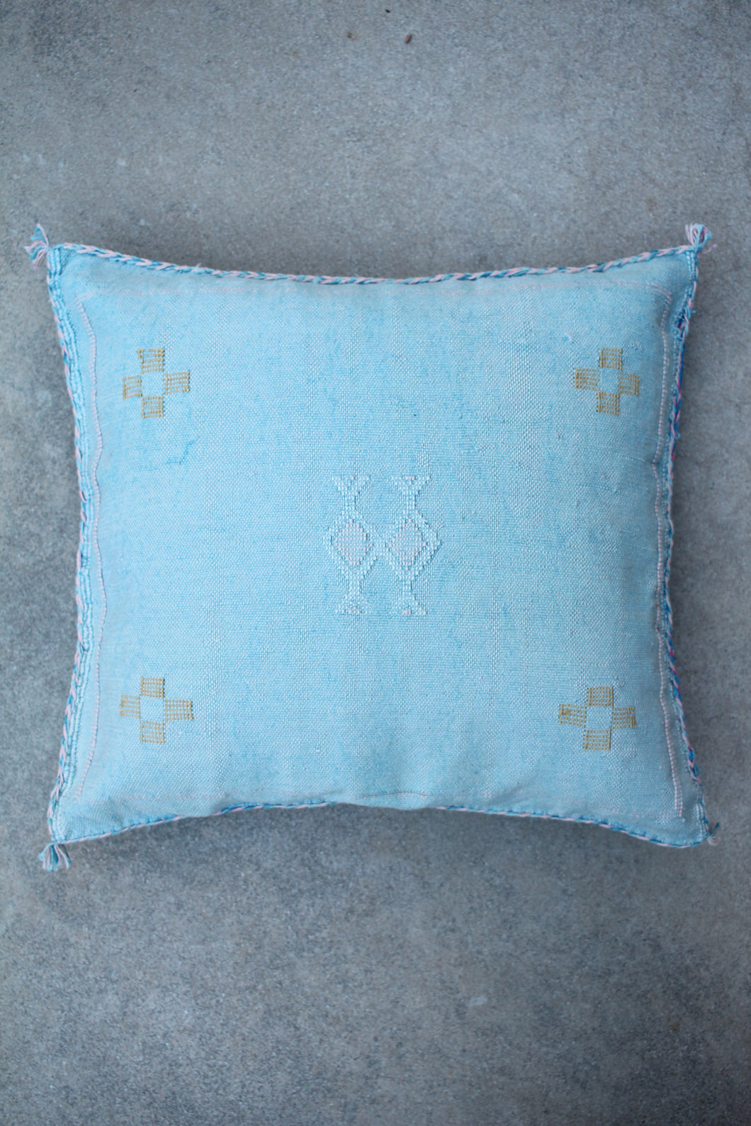 Cactus Silk Pillow - Blue