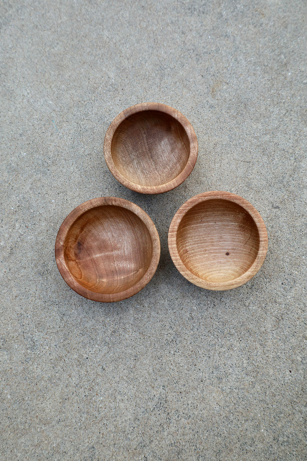 Set of 3 Tiny Walnut Wood Bowls