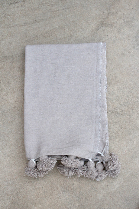 Pom Pom Blanket - Solid Taupe