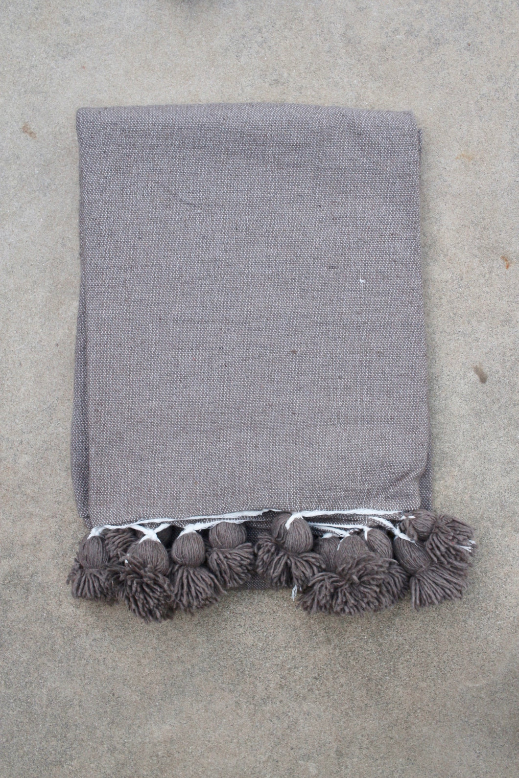 Pom Pom Blanket - Solid Warm Charcoal